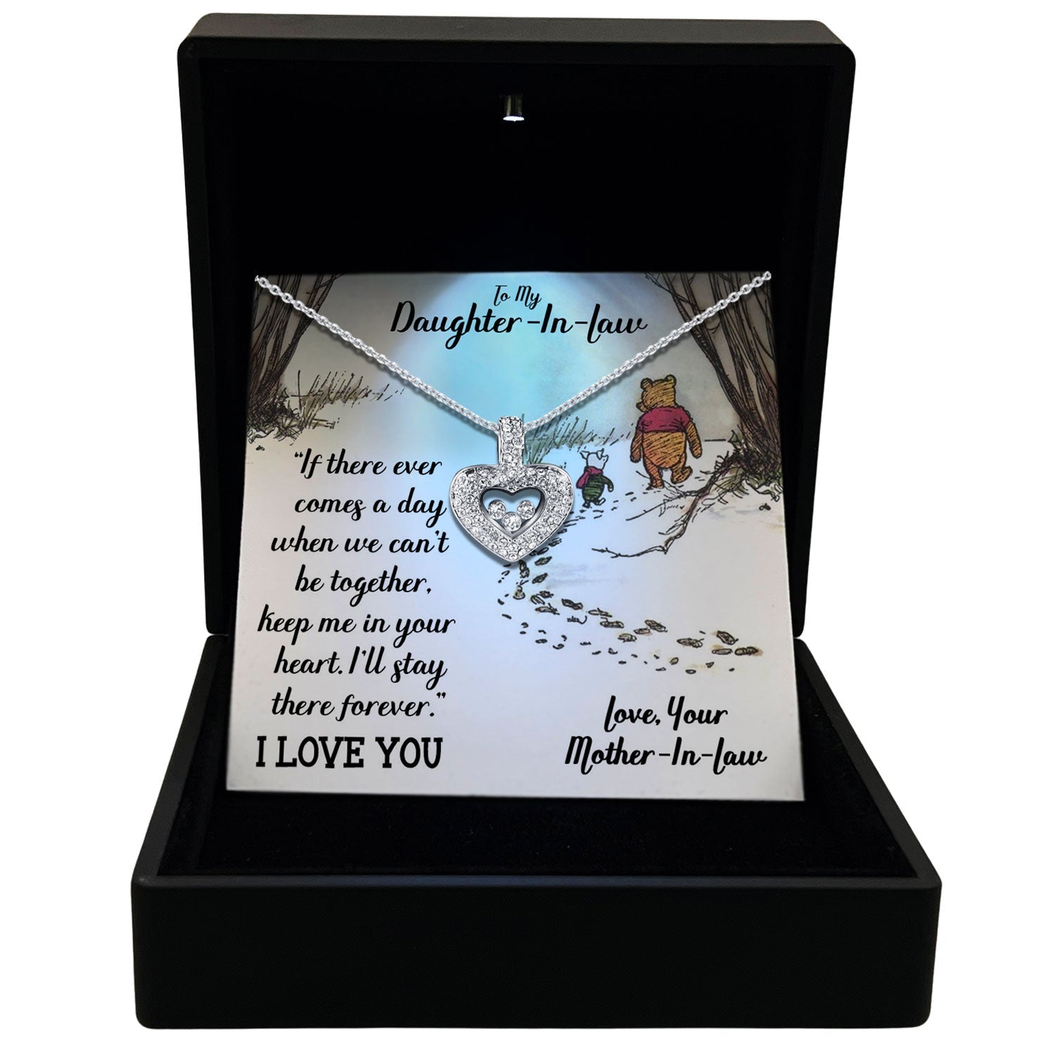 To My Daughter-in-Law - I'll Stay There Forever- Tryndi Floating Heart Necklace - The misfit market
