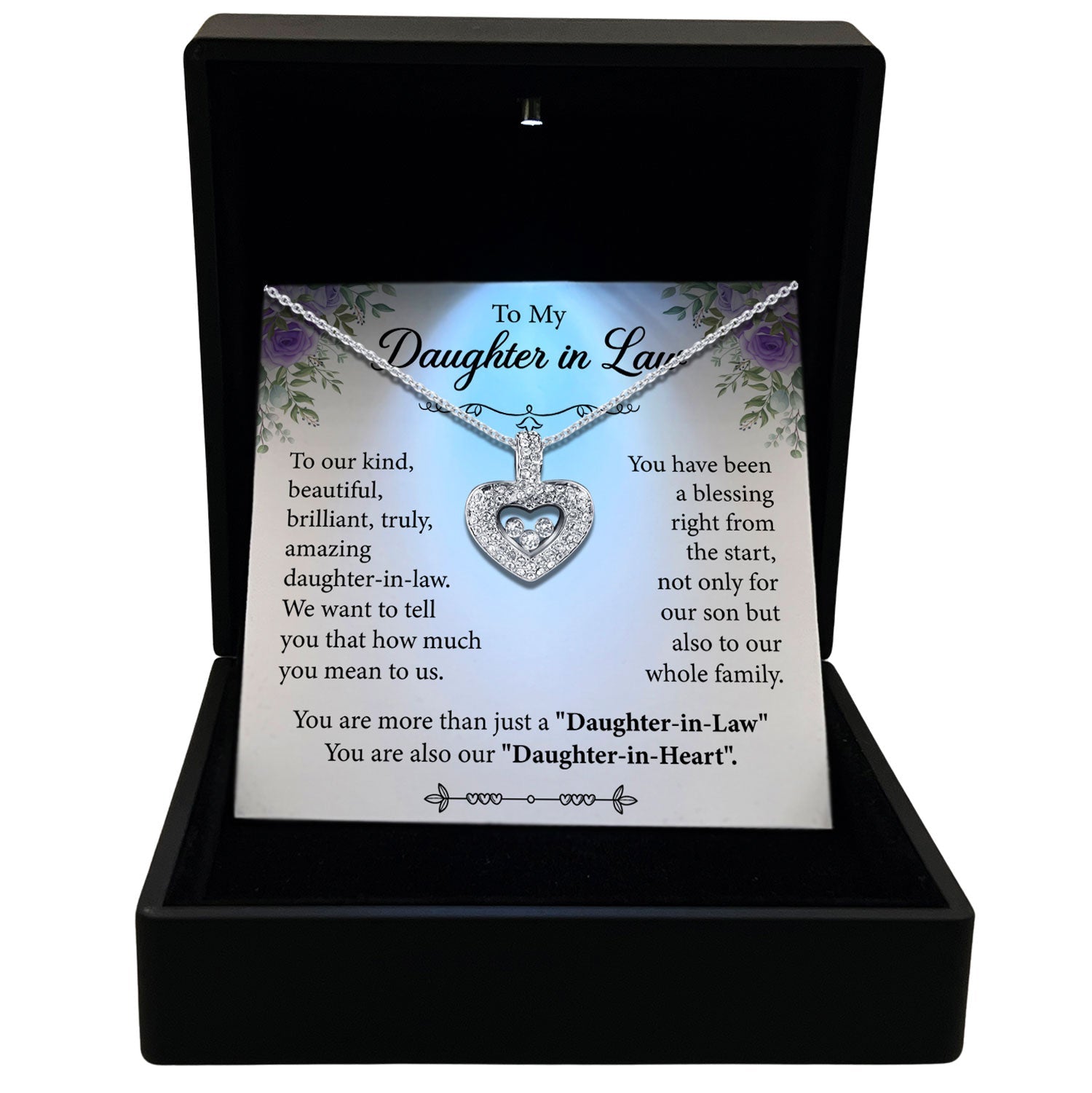TRYNDI™ To My Beautiful Daughter-in-Law Floating Heart Necklace With Authentic Swarovski Crystals - The misfit market