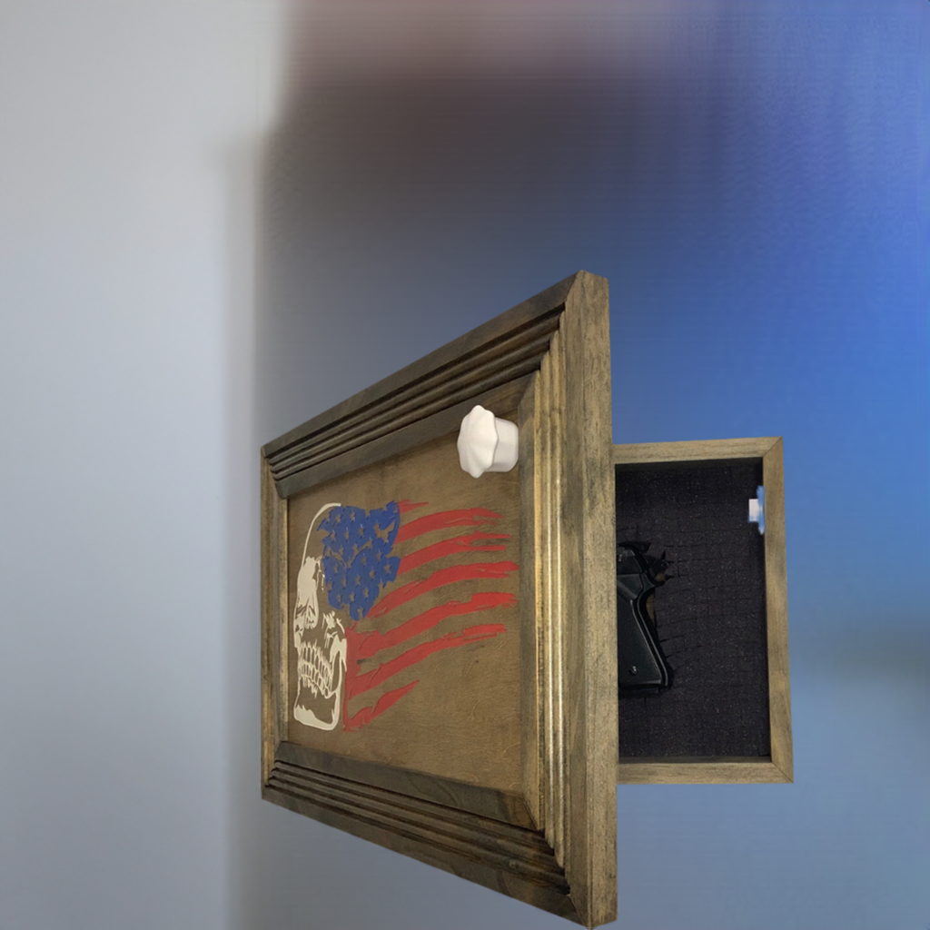 Decorative and Secure Gun Cabinet with Skull & American Flag Design - The misfit market