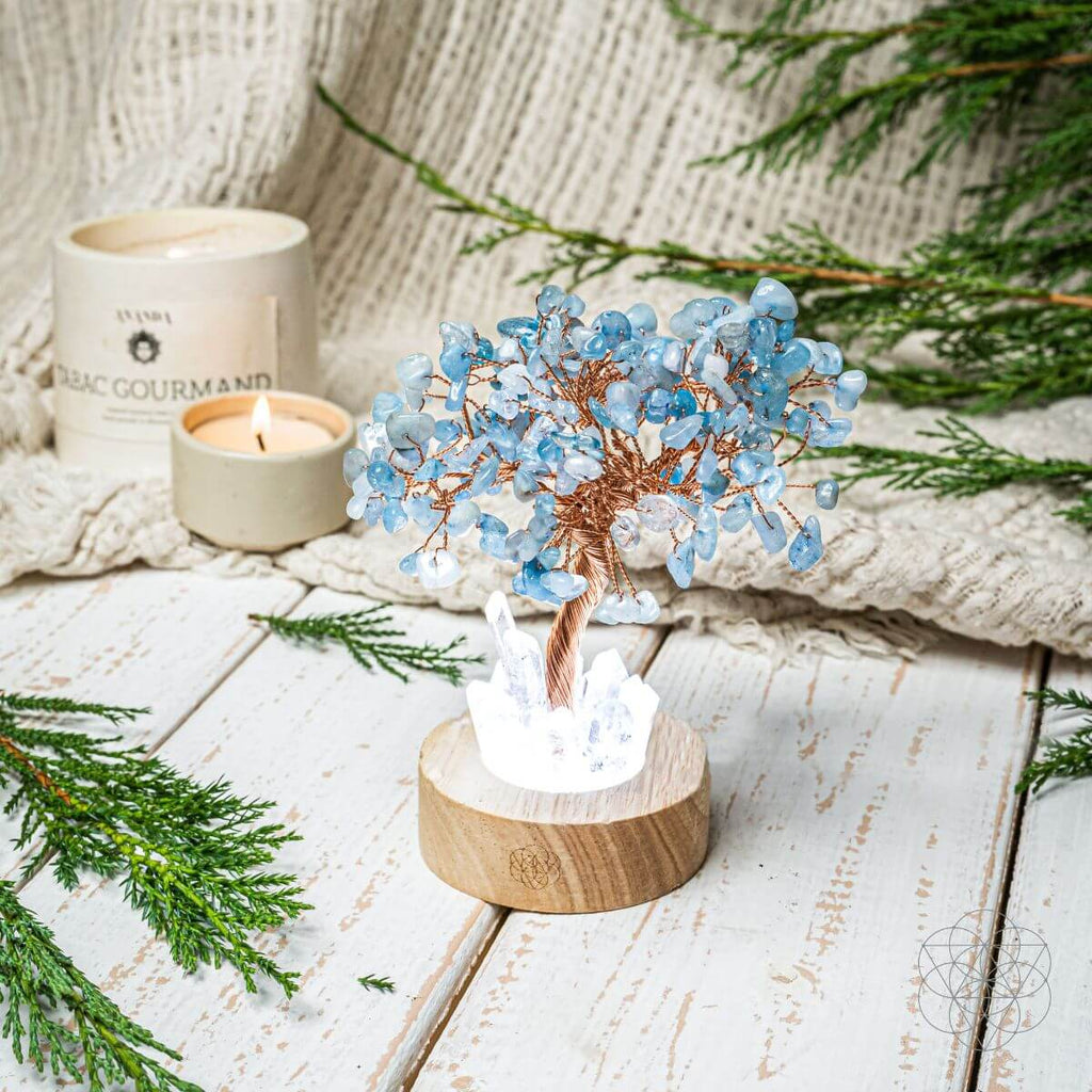 Guardian Angel Lamp of Protection - Aquamarine Tree - The misfit market