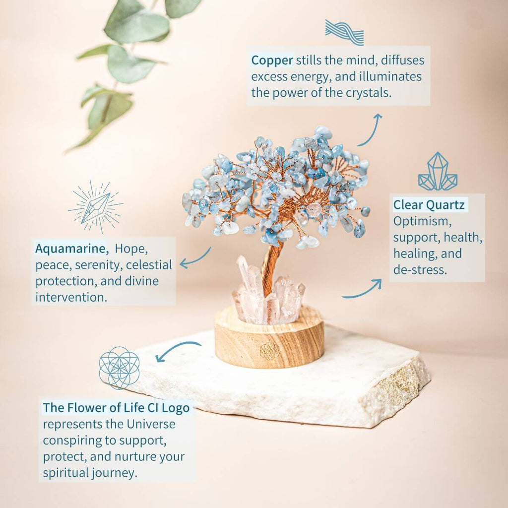 Guardian Angel Lamp of Protection - Aquamarine Tree - The misfit market