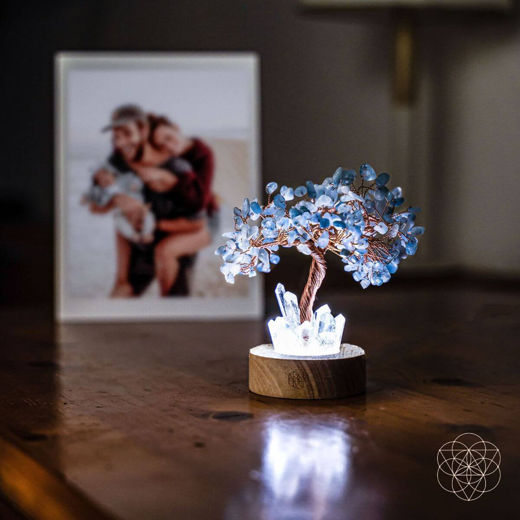 Guardian Angel Lamp of Protection - Aquamarine Tree - The misfit market