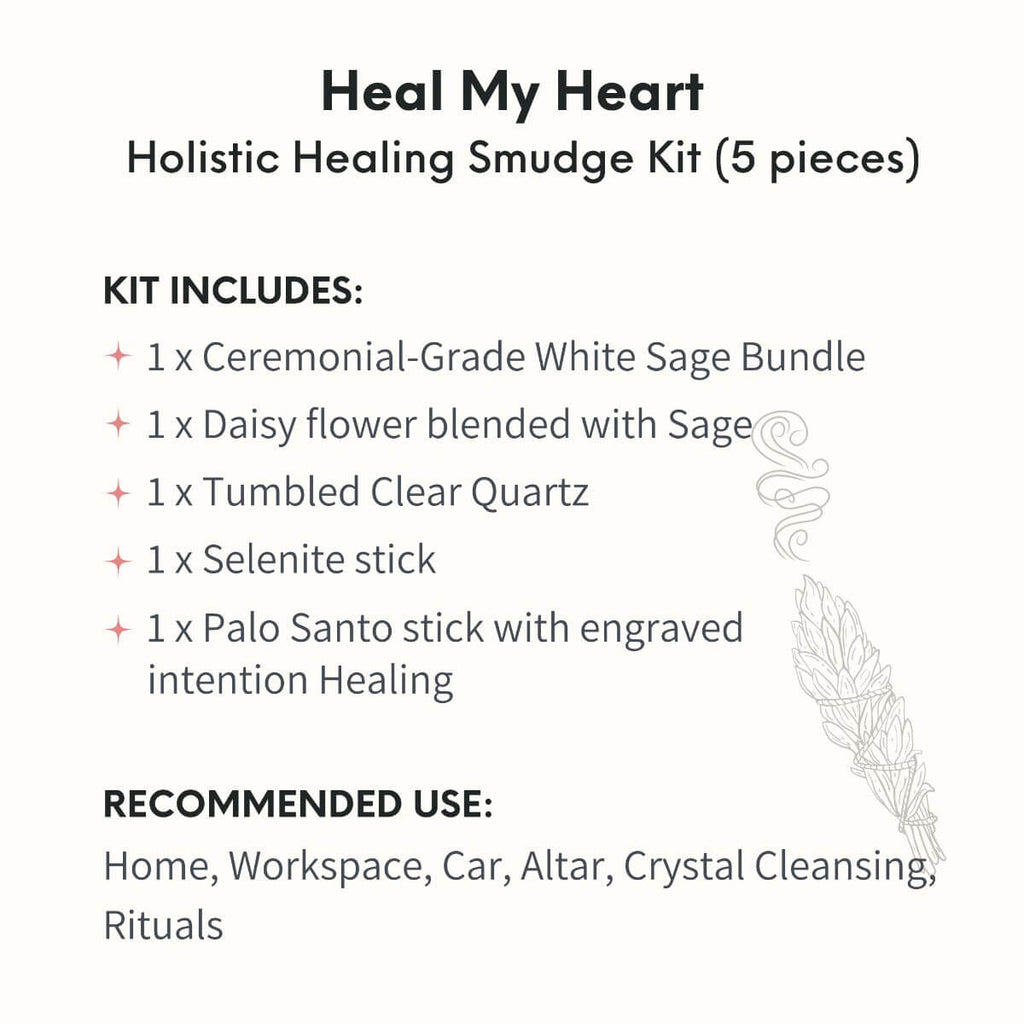 Heal My Heart - Holistic Healing Smudge Kit (5 pieces) - The misfit market