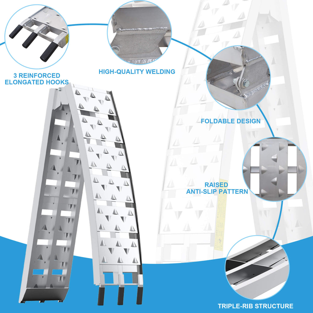 Heavy-Duty 1500LB 7.5FT Folding Aluminum Loading Ramps Set (SAK30158)