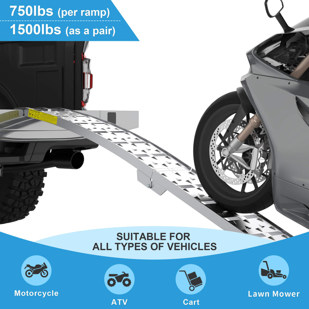 Heavy-Duty 1500LB 7.5FT Folding Aluminum Loading Ramps Set (SAK30158)