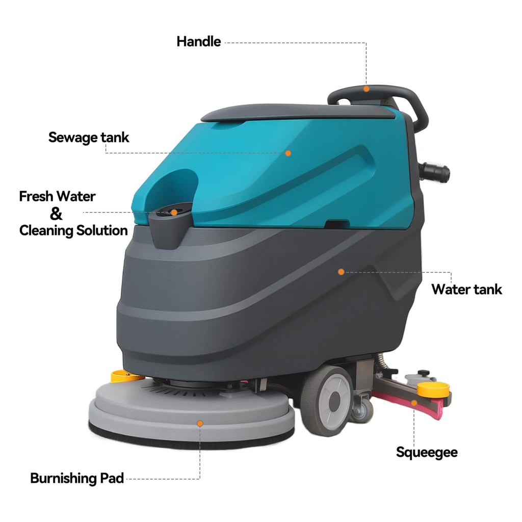 Heavy-Duty 22-Inch Industrial Walk-Behind Floor Scrubber With Squeegee Suction (SAK90834)