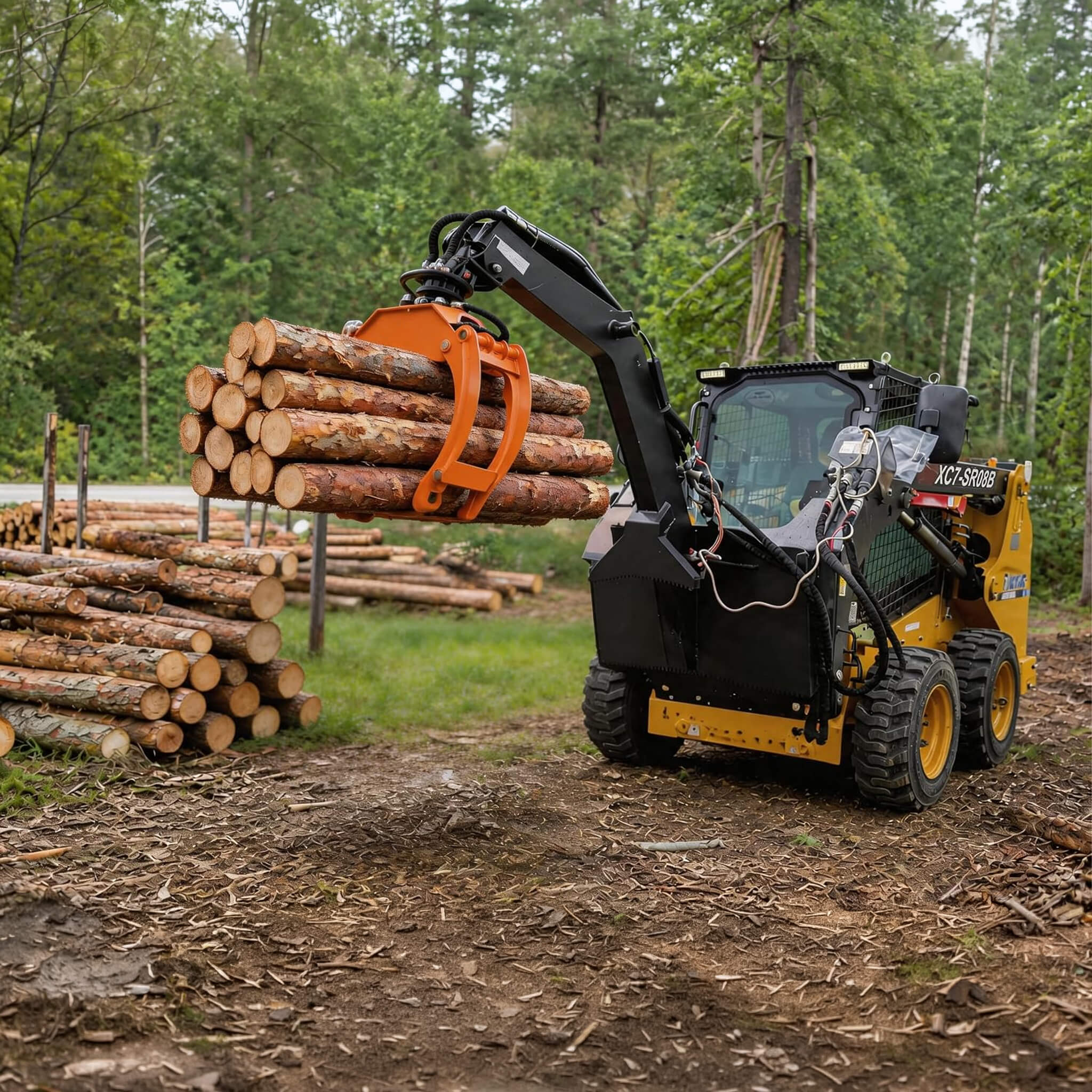 Heavy-Duty 360-Degree Rotating Log Grapple Skid Steer Attachment (SAK43867)