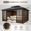 Alora Edge Heavy-Duty Aluminum Frame Outdoor Backyard Solarium With Polycarbornate Roof And Adjustable Panels (SAK68513)