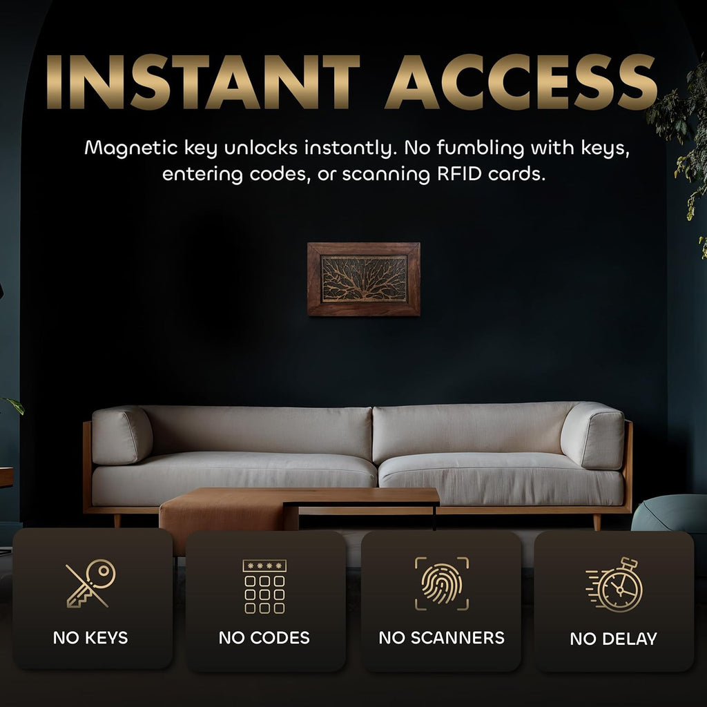 Gun Concealment Furniture - Hidden Gun Safe with Birds in a Tree Design - Fits 2 Handguns & Magazines - Wall Mounted Gun Storage with Magnetic Lock - Made in USA - The misfit market