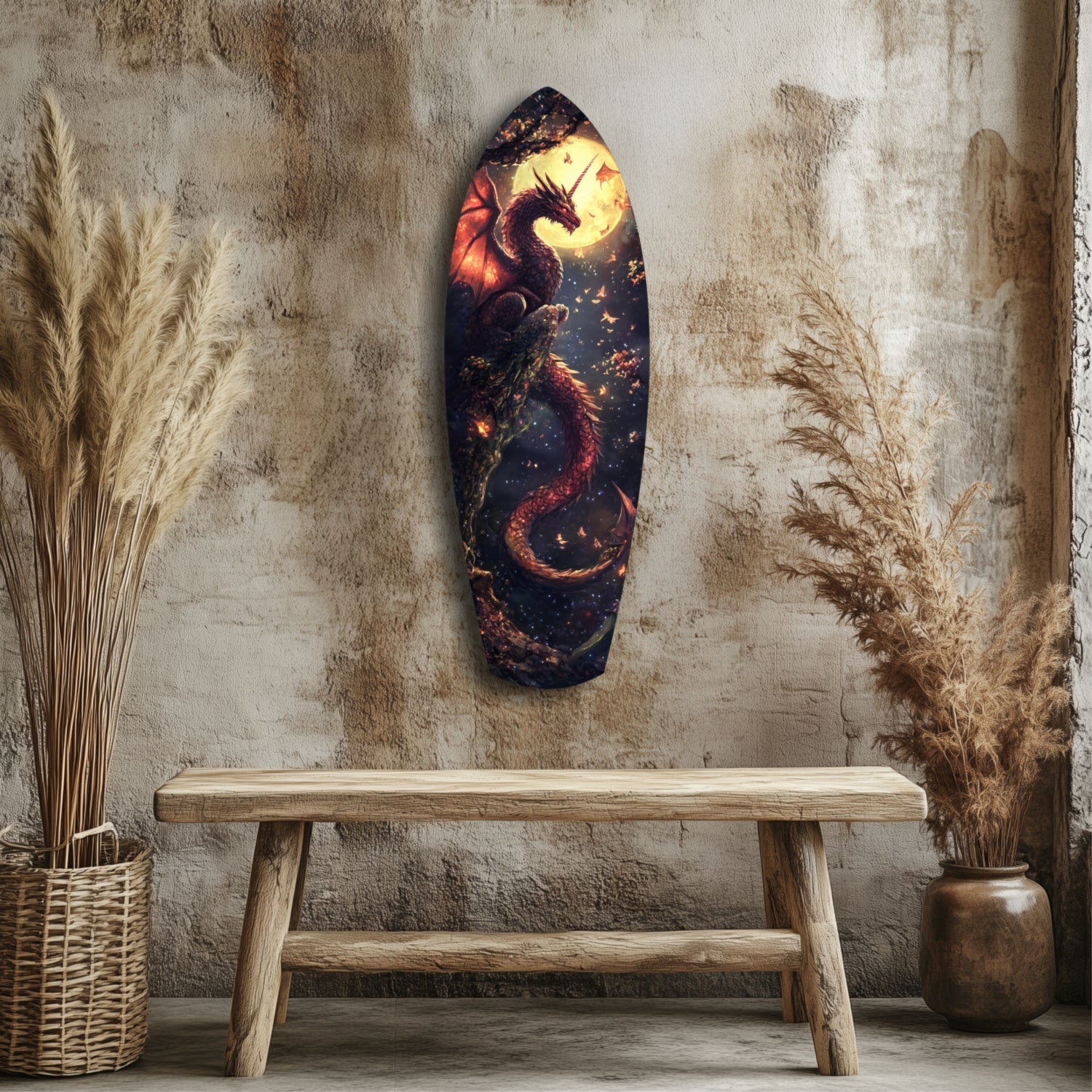 Moonlit Dragon Flight of the Night Glass Wall Art - The misfit market