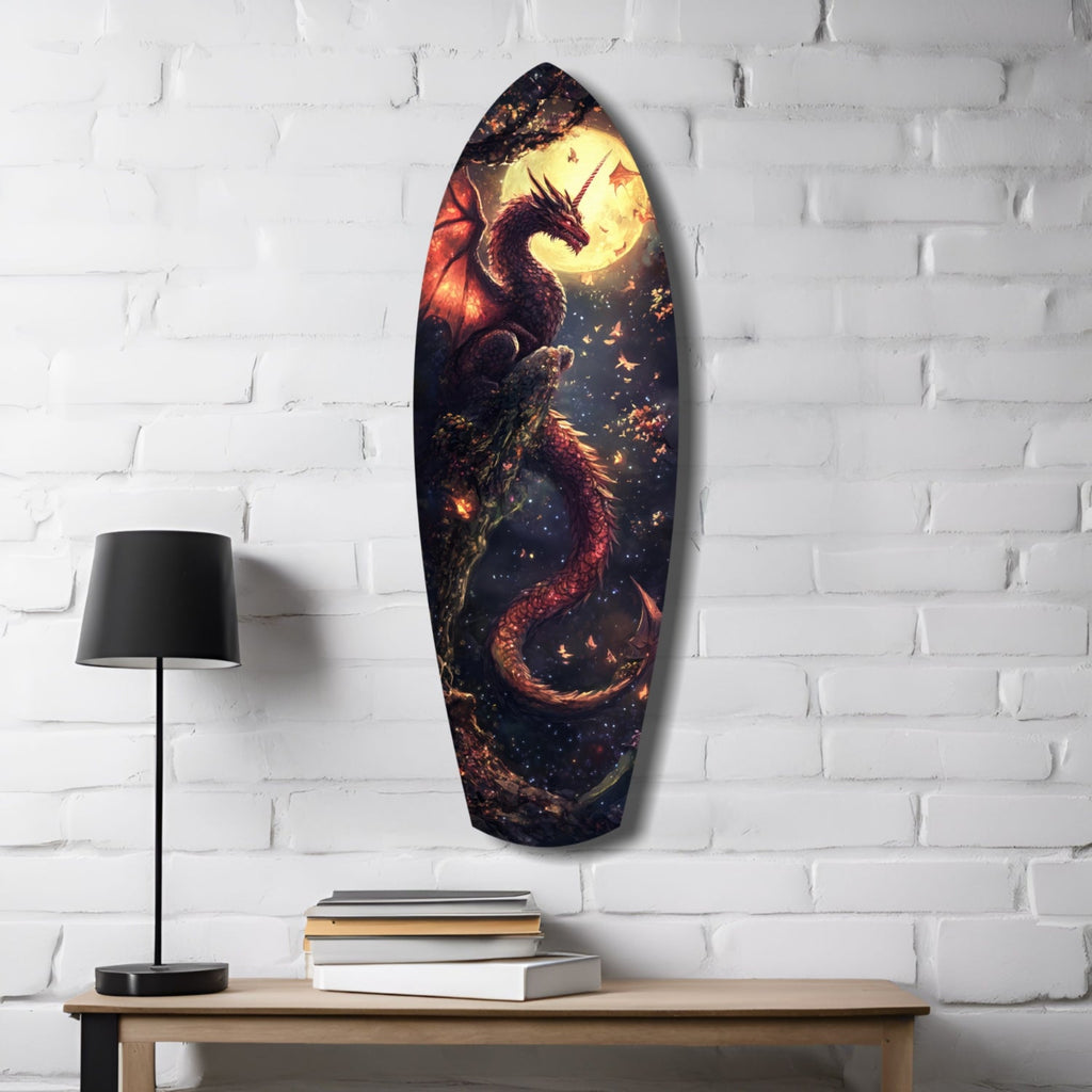 Moonlit Dragon Flight of the Night Glass Wall Art - The misfit market
