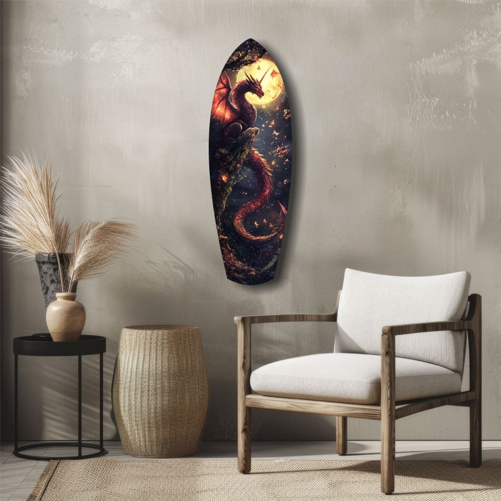 Moonlit Dragon Flight of the Night Glass Wall Art - The misfit market