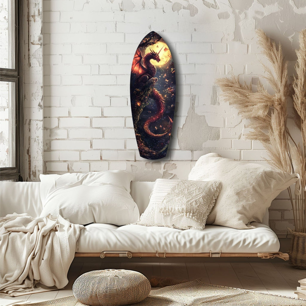 Moonlit Dragon Flight of the Night Glass Wall Art - The misfit market