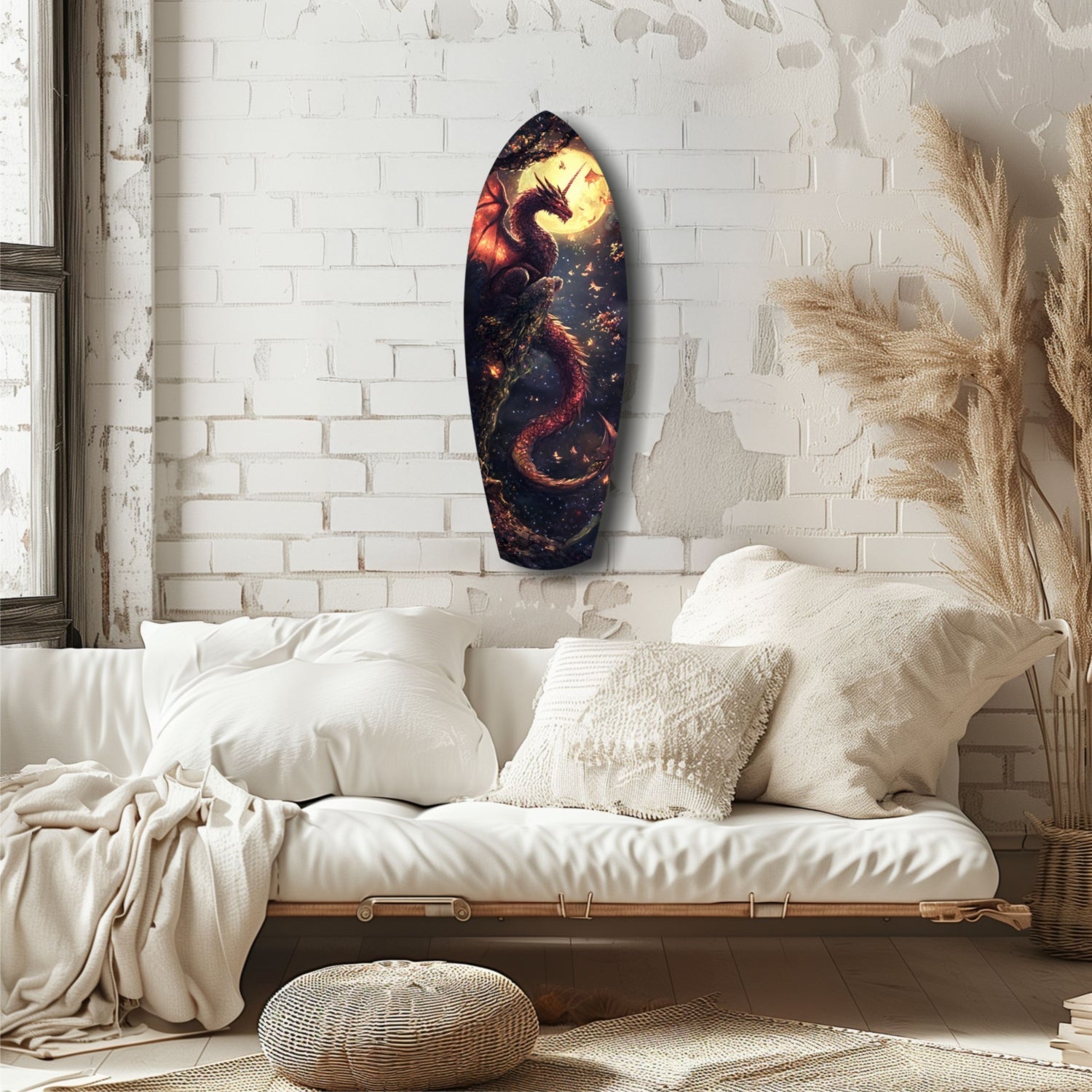 Moonlit Dragon Flight of the Night Glass Wall Art - The misfit market