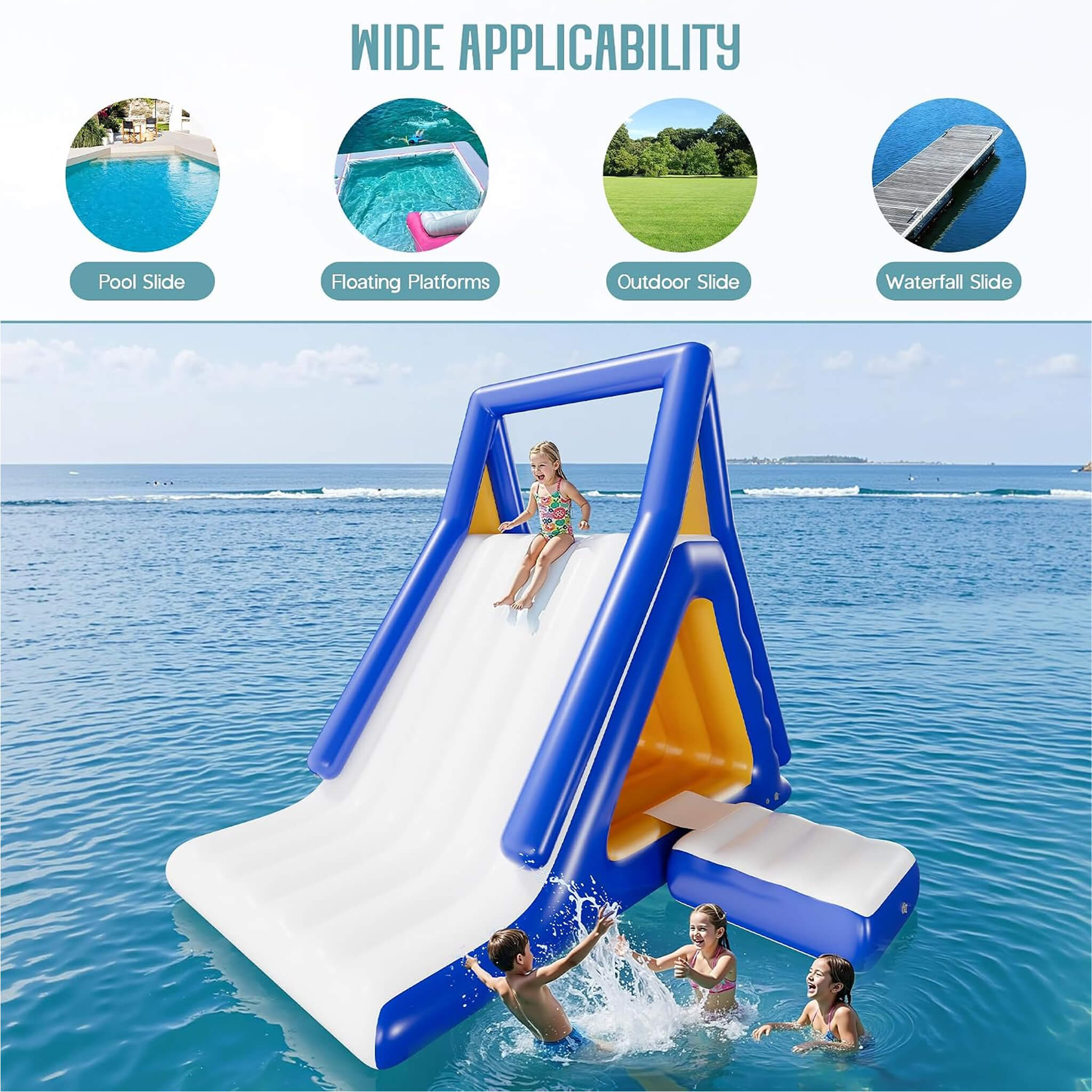 Large 15FT Commercial Inflatable Water Slide With Climbing Handle (SAK98314)
