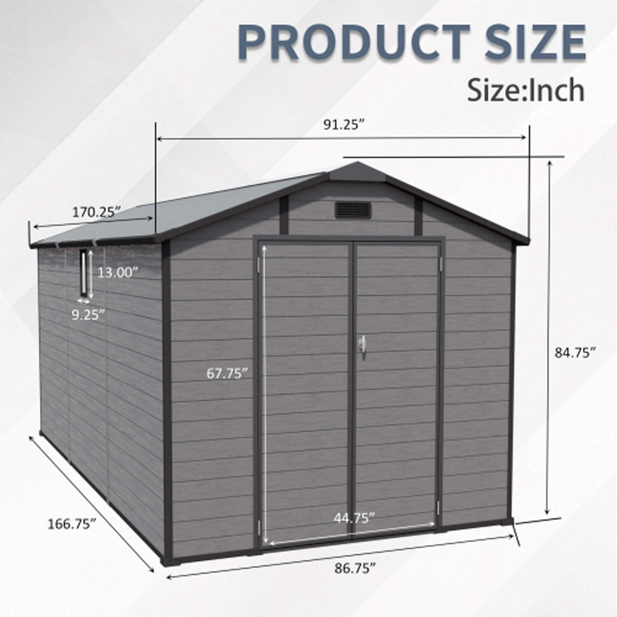 Alora Large Plastic Lockable Resin Outdoor Storage Shed with Window and Floor (SAK25870)