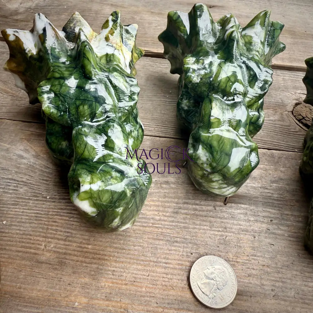 Large Serpentine Jade Dragon Head Crystal Carving - The misfit market