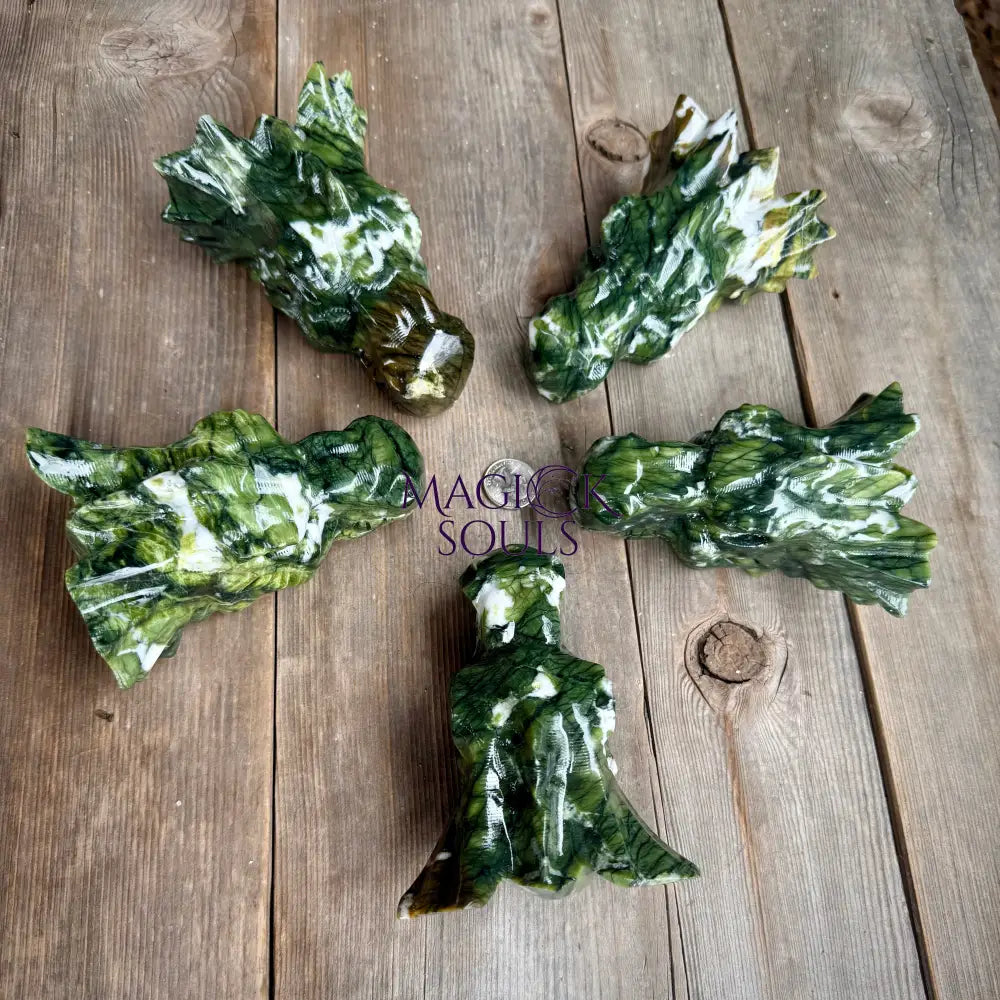 Large Serpentine Jade Dragon Head Crystal Carving - The misfit market