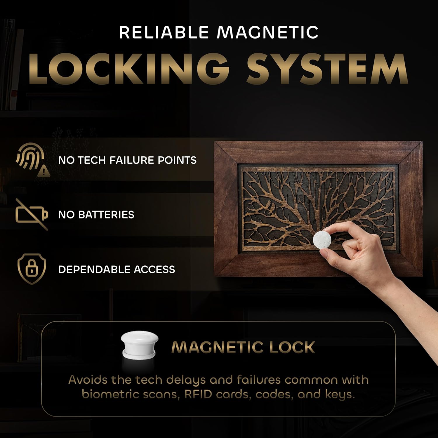 Gun Concealment Furniture - Hidden Gun Safe with Birds in a Tree Design - Fits 2 Handguns & Magazines - Wall Mounted Gun Storage with Magnetic Lock - Made in USA - The misfit market