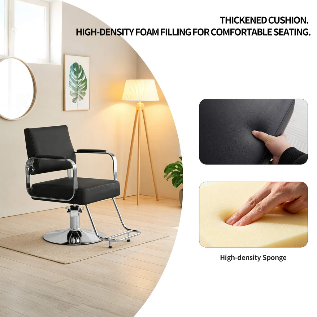 Luxury Height-Adjustable Barber Chair With 360-Degree Swivel (SAK64103)
