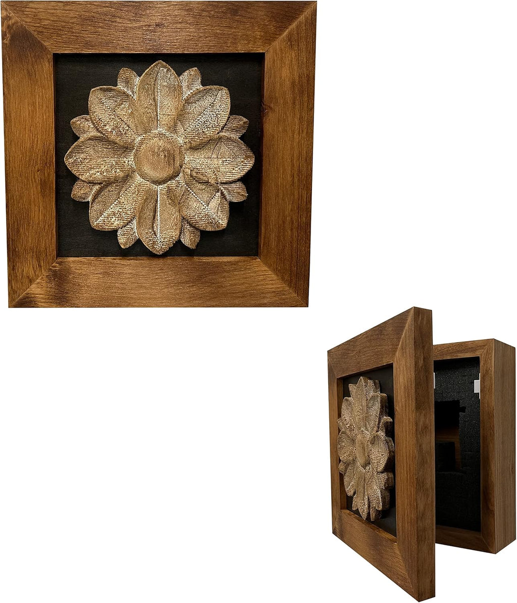 Wild Flower Hidden Gun Storage Wall Decor - Handcrafted Gun Concealment Furniture - Quick Access Handgun Safe with Magnetic Lock - Secure Hidden Wall Safe - USA Made (Black) - The misfit market