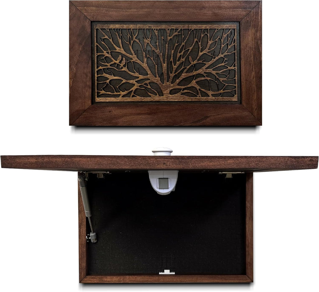 Gun Concealment Furniture - Hidden Gun Safe with Birds in a Tree Design - Fits 2 Handguns & Magazines - Wall Mounted Gun Storage with Magnetic Lock - Made in USA - The misfit market