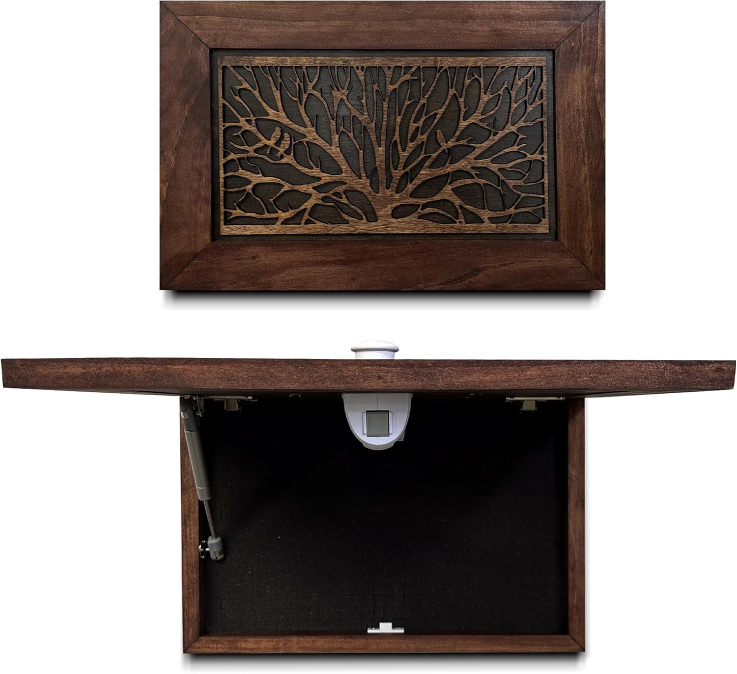 Gun Concealment Furniture - Hidden Gun Safe with Birds in a Tree Design - Fits 2 Handguns & Magazines - Wall Mounted Gun Storage with Magnetic Lock - Made in USA - The misfit market