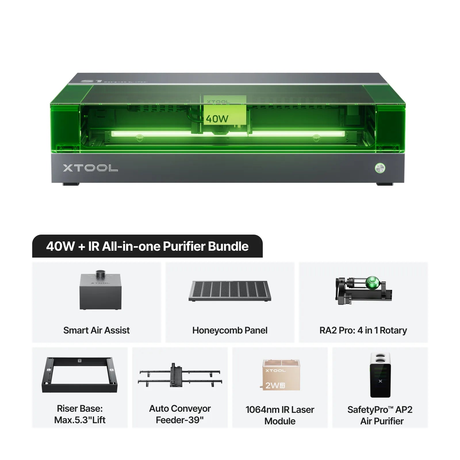 xTool S1 + 1064nm IR Laser Kit: Enclosed Diode Laser Engraver & Cutter - The misfit market