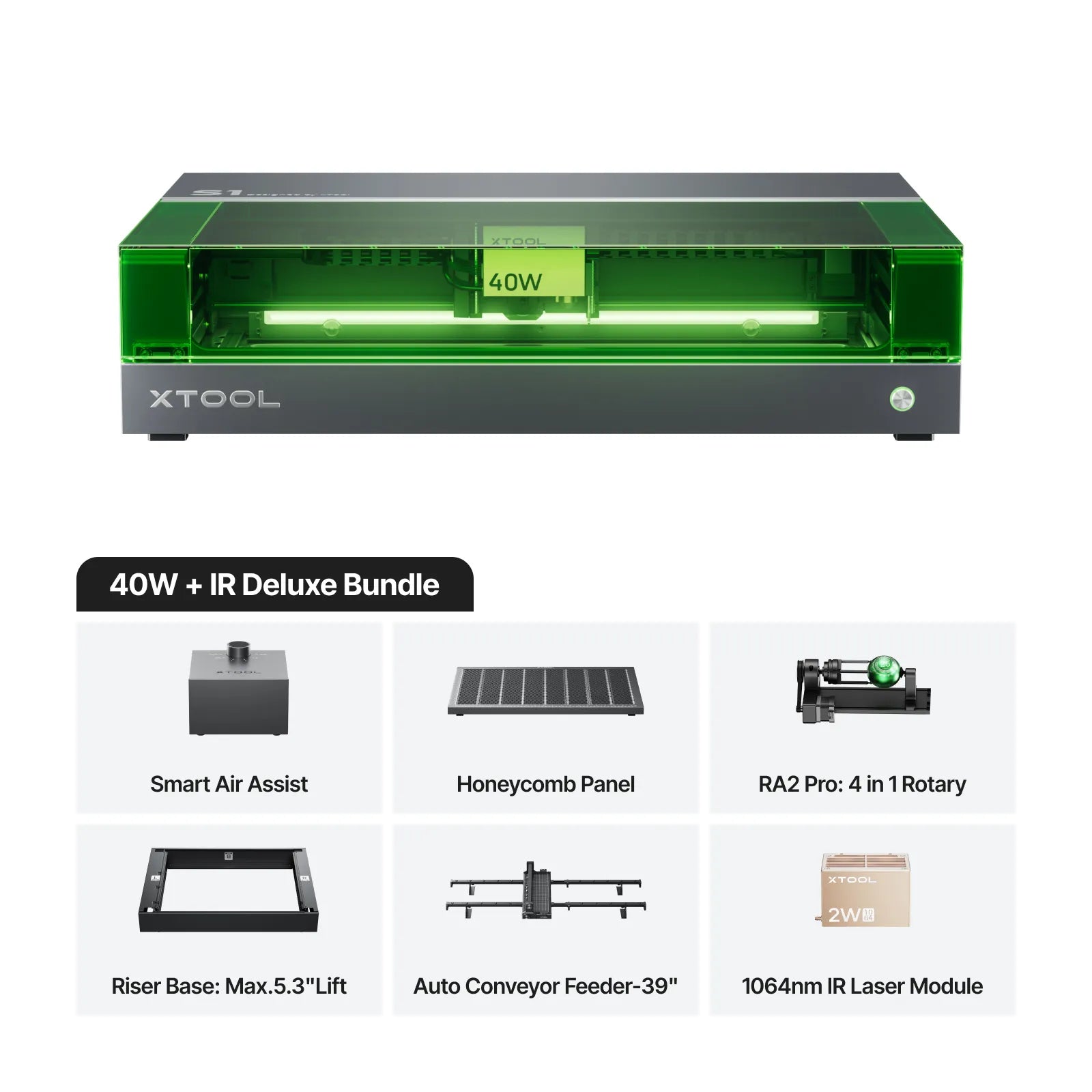 xTool S1 + 1064nm IR Laser Kit: Enclosed Diode Laser Engraver & Cutter - The misfit market
