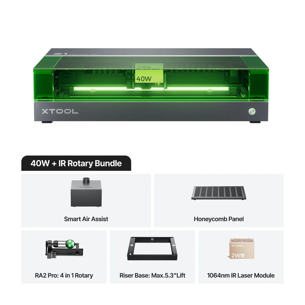 xTool S1 + 1064nm IR Laser Kit: Enclosed Diode Laser Engraver & Cutter - The misfit market