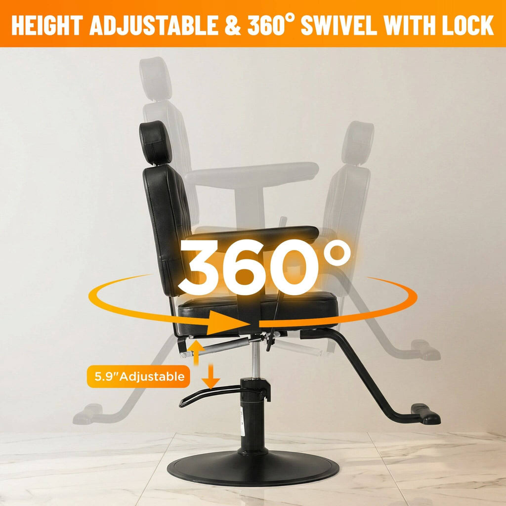 Modern Vintage Hydraulic PU Leather Reclining Barber Chair (SAK59102)