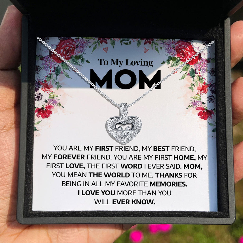 To My Loving Mom - You Are My First Home - Tryndi Floating Heart Necklace - The misfit market