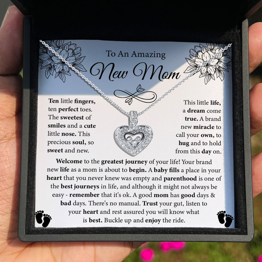 TRYNDI™ To My Amazing New Mom Floating Heart Necklace With Authentic Swarovski Crystals - The misfit market
