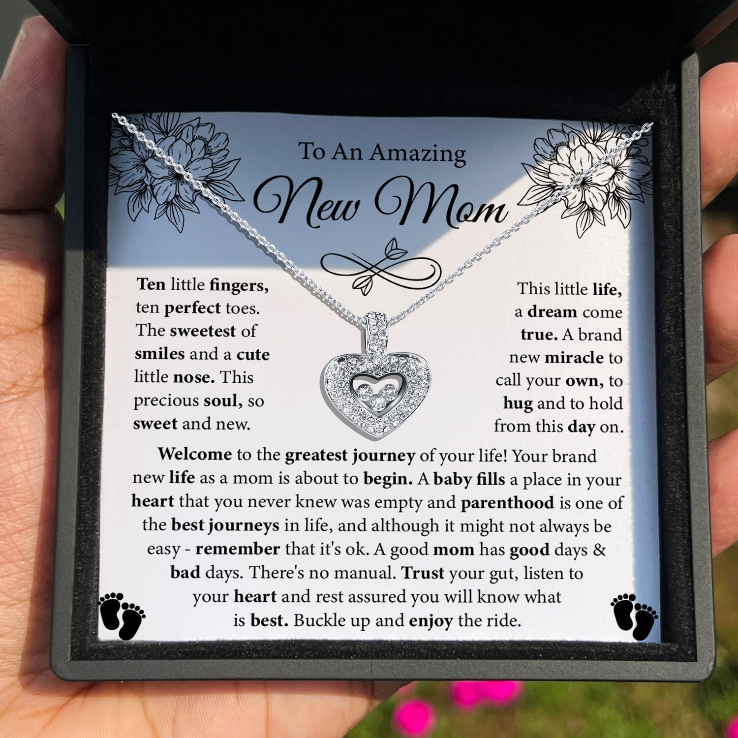 TRYNDI™ To My Amazing New Mom Floating Heart Necklace With Authentic Swarovski Crystals - The misfit market