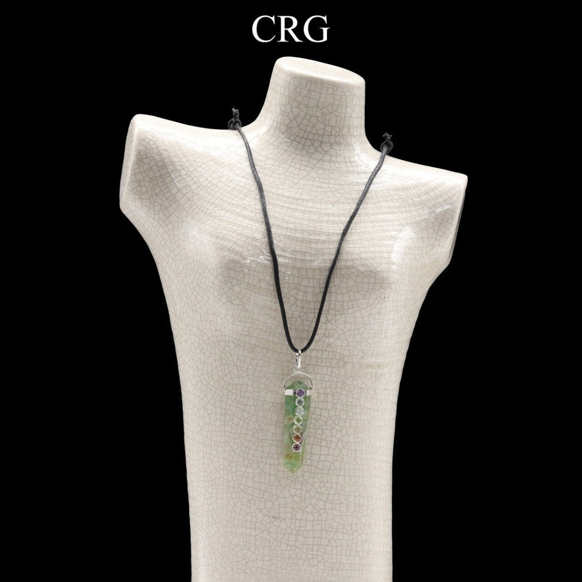 Obelisk Double Point Silver Plated Pendant with chakra stones