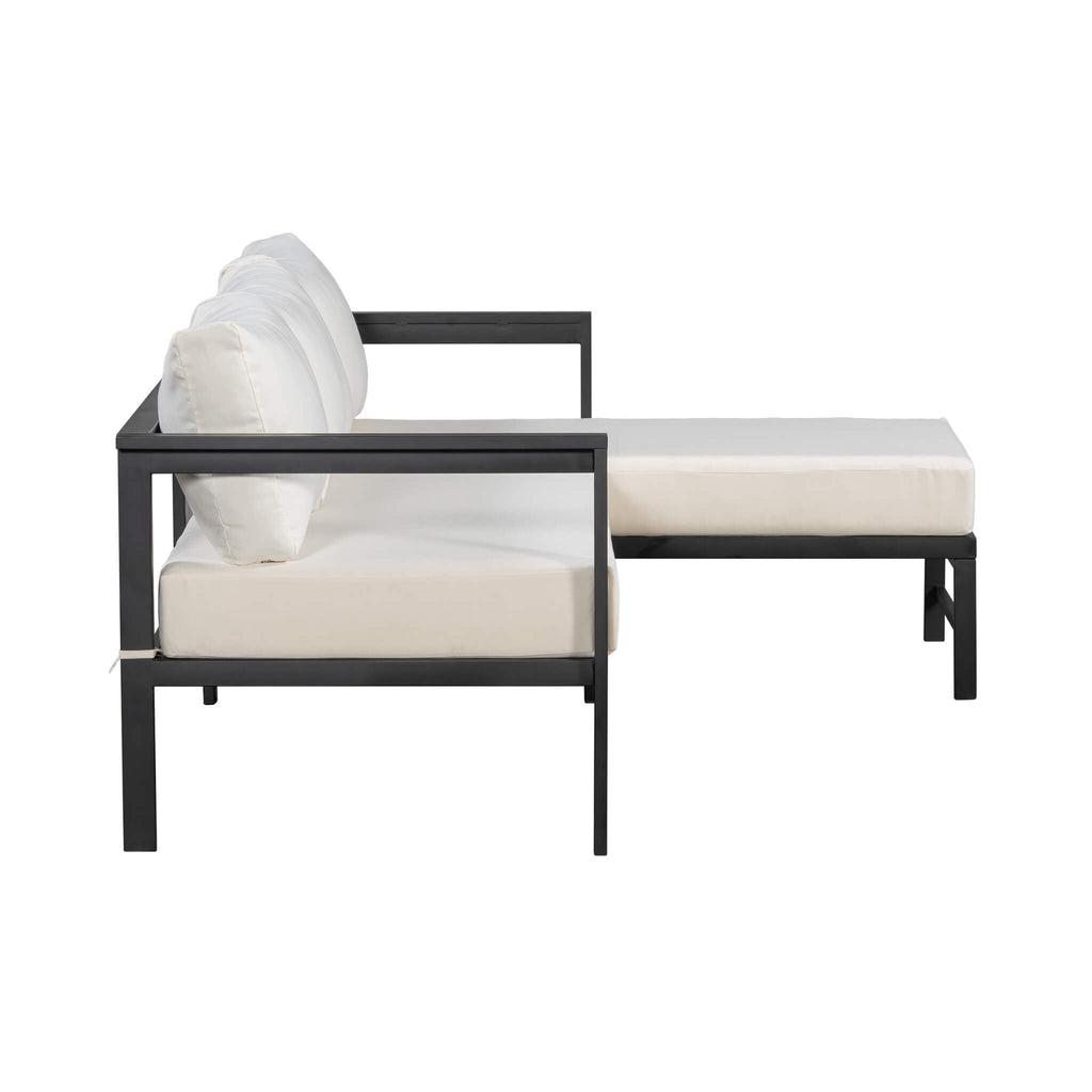 Alora Outdoor 3-Person L-Shaped Patio Sofa With Iron Frame And Thick Cushions [No Coffee Table] (SAK70213)