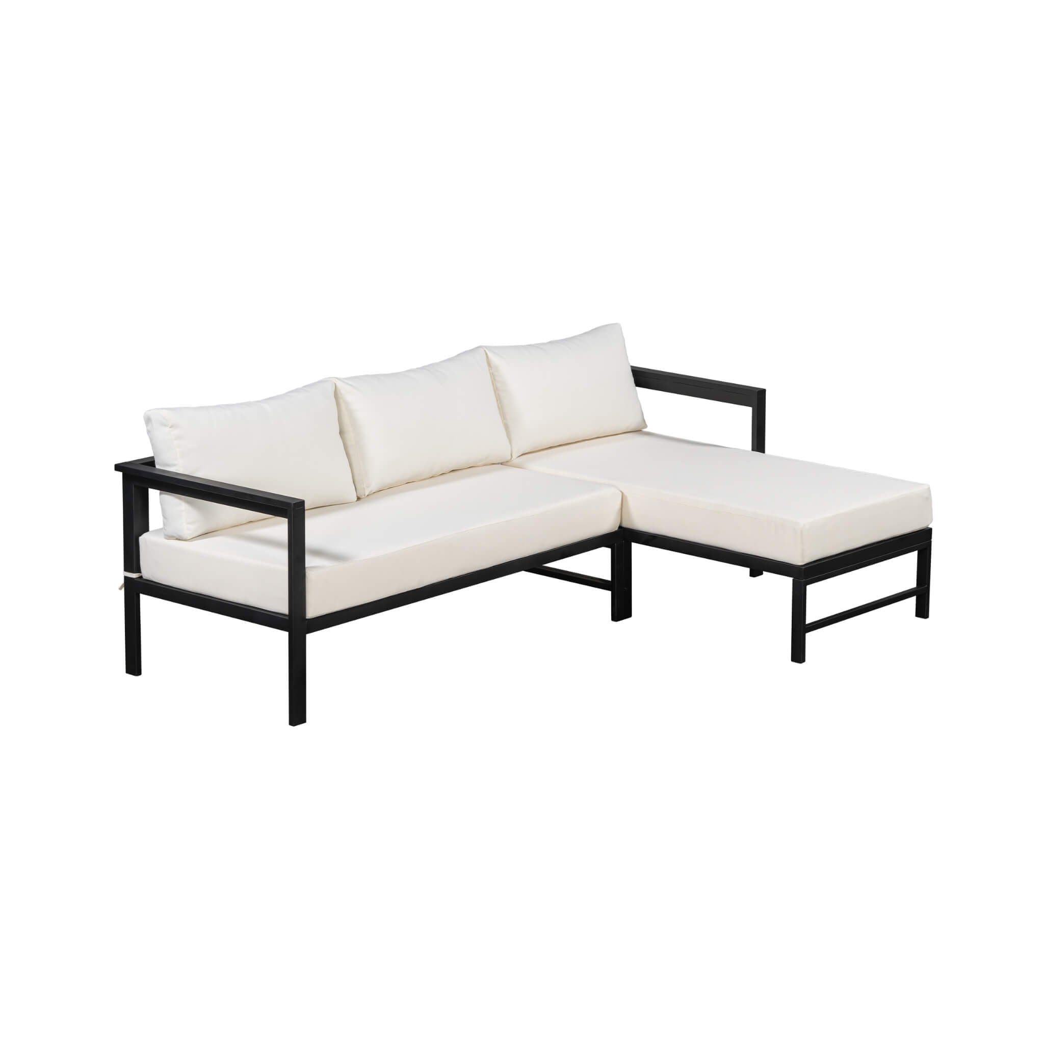 Alora Outdoor 3-Person L-Shaped Patio Sofa With Iron Frame And Thick Cushions [No Coffee Table] (SAK70213)