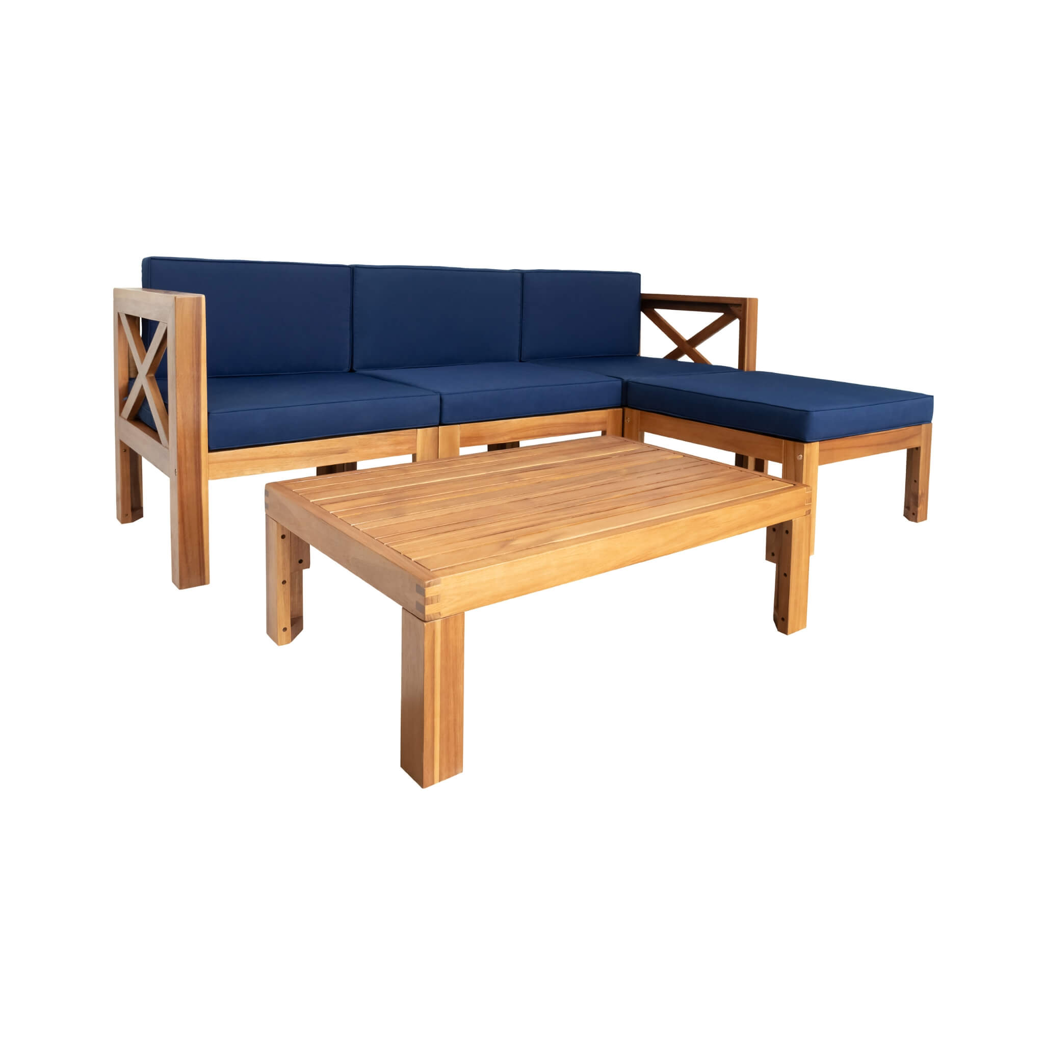 Alora 5-Piece Outdoor Patio Wood Sectional Sofa Set With Cushions (SAK31297)