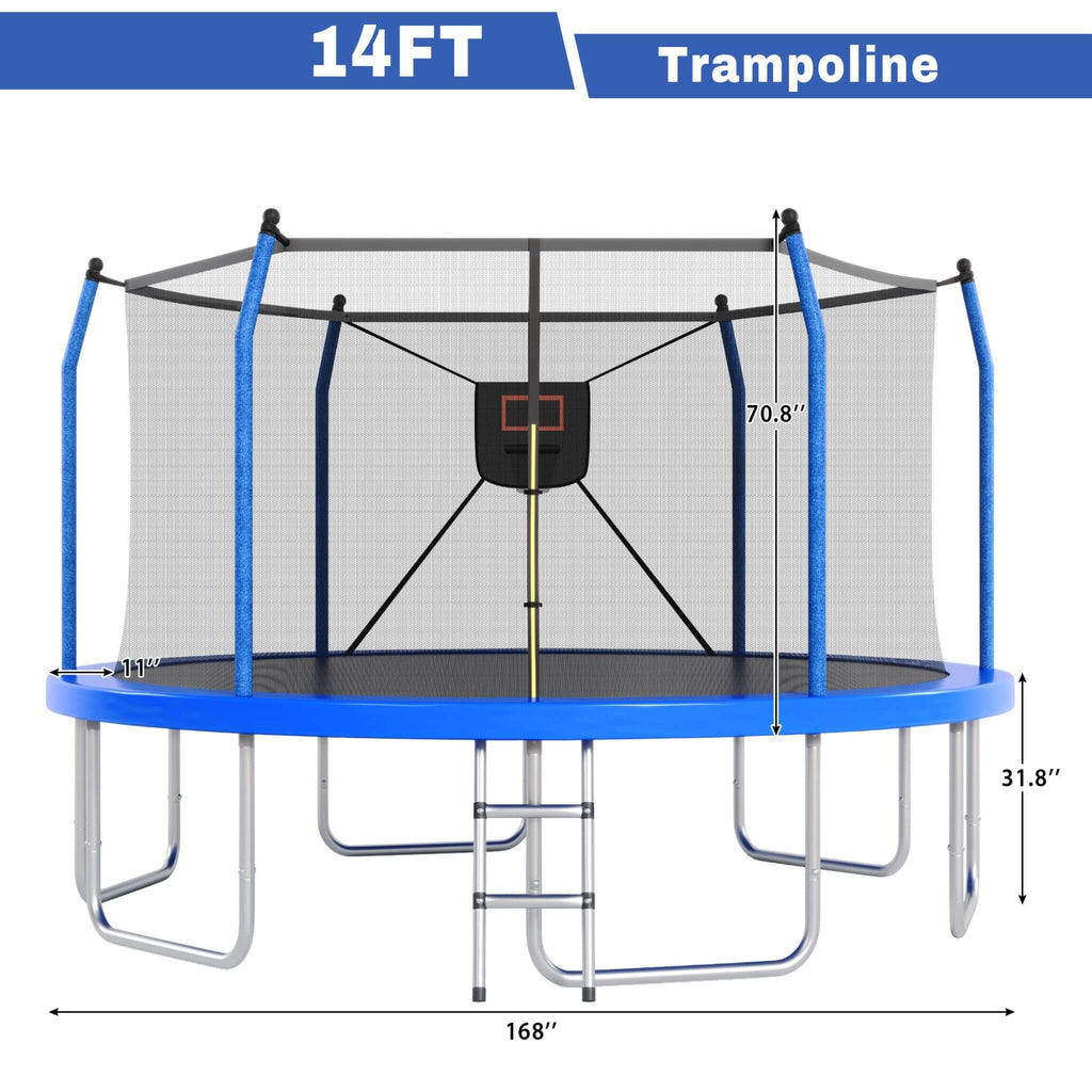 Outdoor Trampoline With LED Lights And Basketball Hoop (SAK69305)