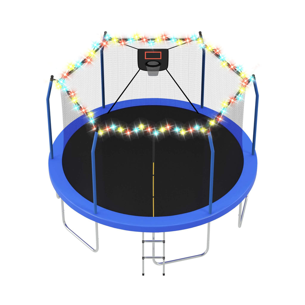 Outdoor Trampoline With LED Lights And Basketball Hoop (SAK69305)