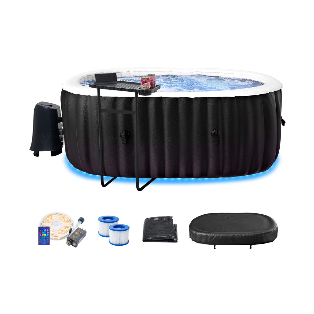 Premium 2-Person Inflatable Hot Tub Kit With 8-Color LED Lights (SAK98431)