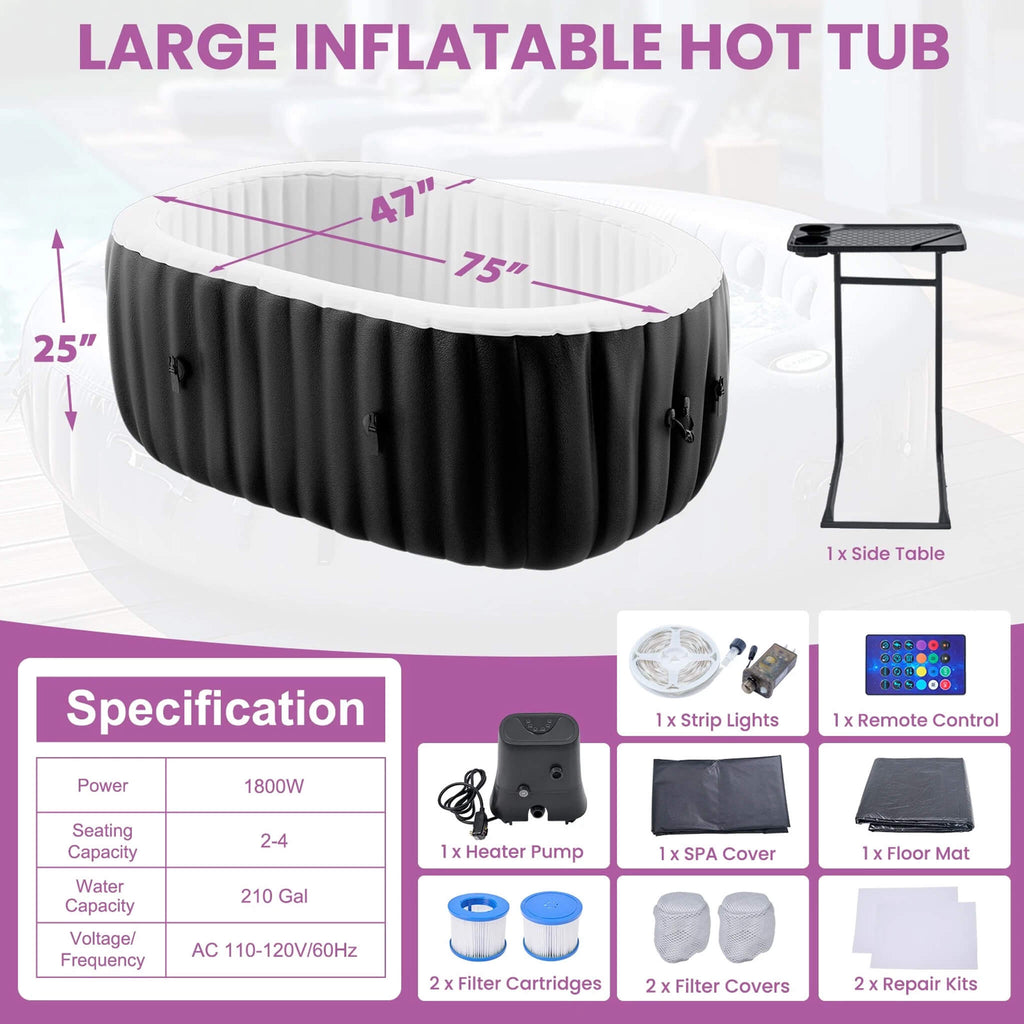 Premium 2-Person Inflatable Hot Tub Kit With 8-Color LED Lights (SAK98431)