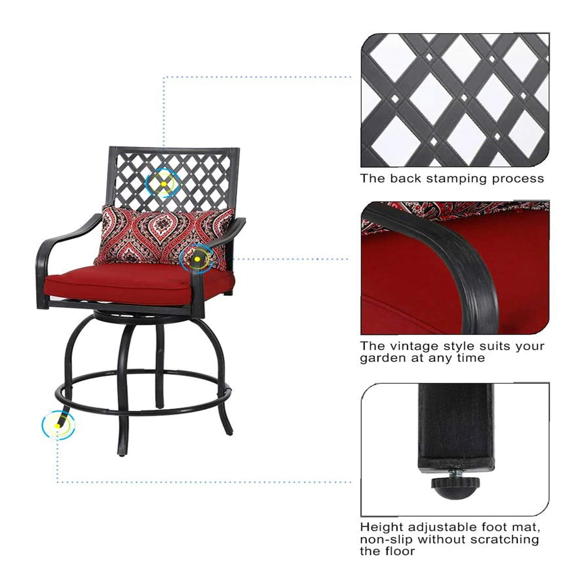 Alora Premium 6-Piece Bar Patio Furniture Set With Umbrella, Swivel Chairs, And Cushions (SAK90375)