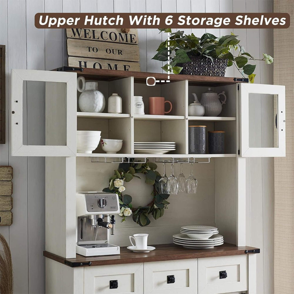 Nuvia Premium 72-Inch Home Bar Wine Cabinet W/ Sliding Barn Door (SAK12947)