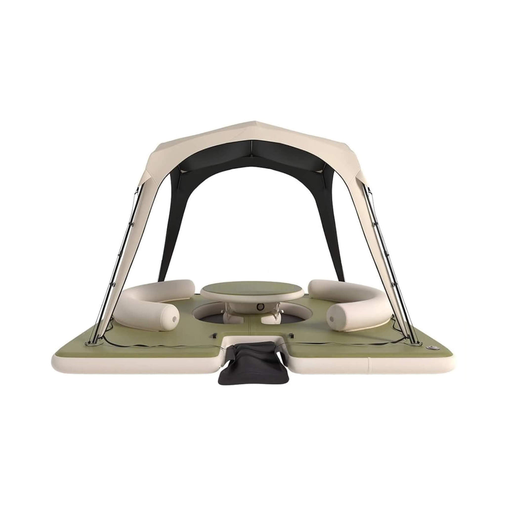 [11X11FT] Premium Floating Dock Lounge With With Ladder, Double Seats, Table, And Canopy (SAK49273)