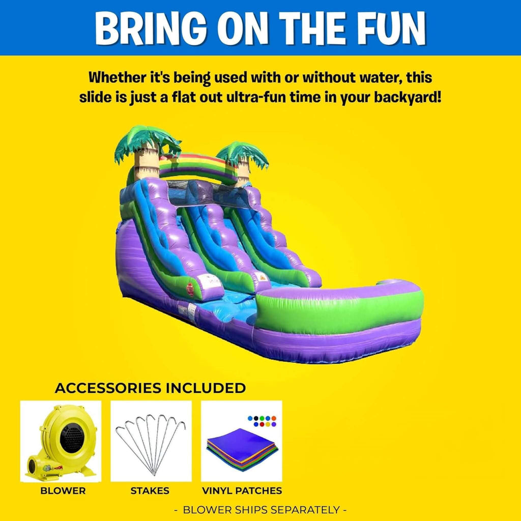 Large Purple Marble Inflatable Water Slide With Pool And Blower (SAK82910)