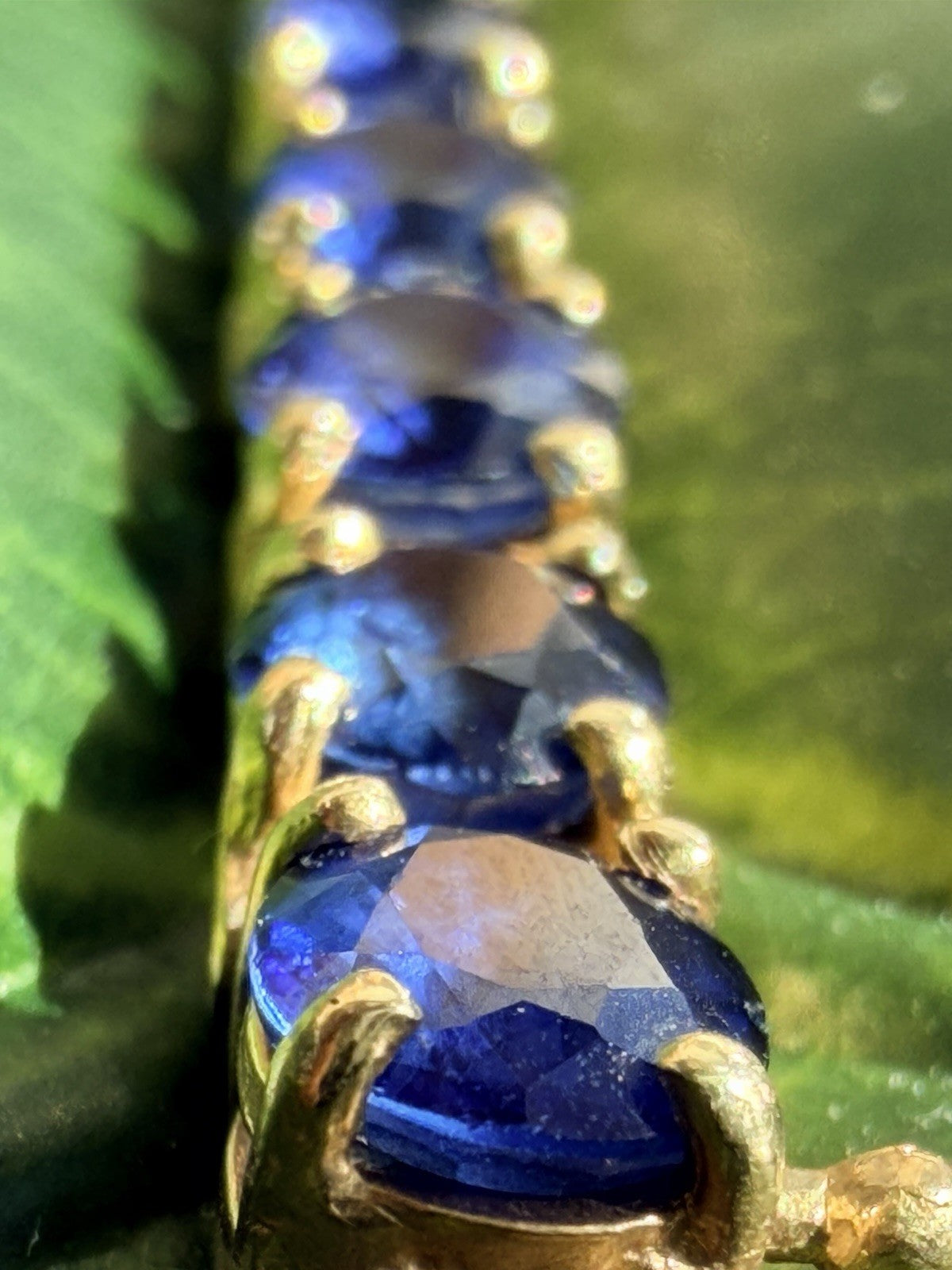 21.25ct Natural Blue Sapphire Tennis Bracelet 14K Yel Gold 25 Oval Stones 7.25” - The misfit market