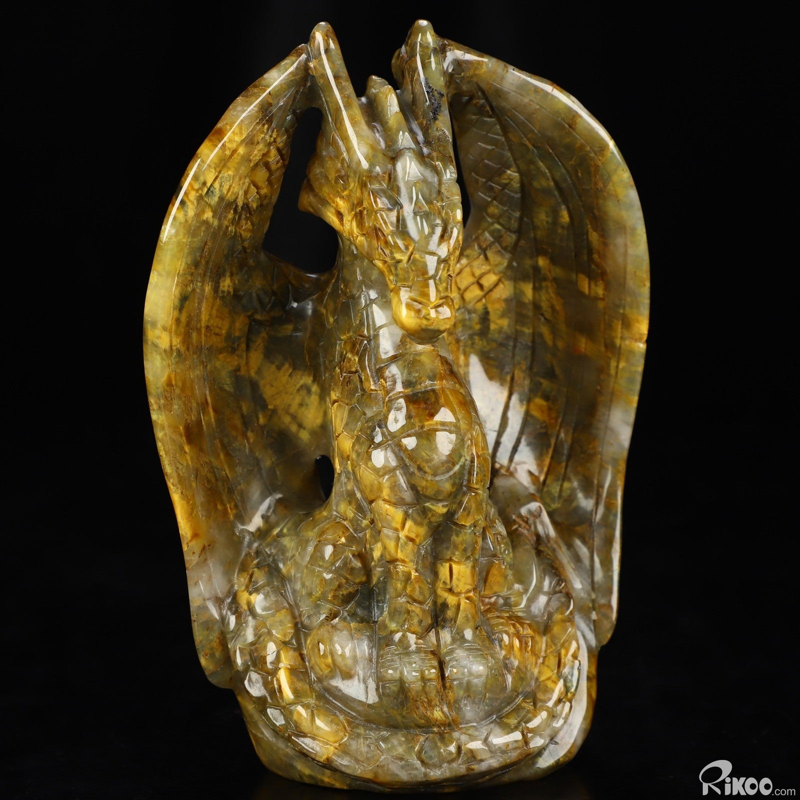 5.3" New Pietersite Hand Carved Crystal Dragon Sculpture, Crystal Healing