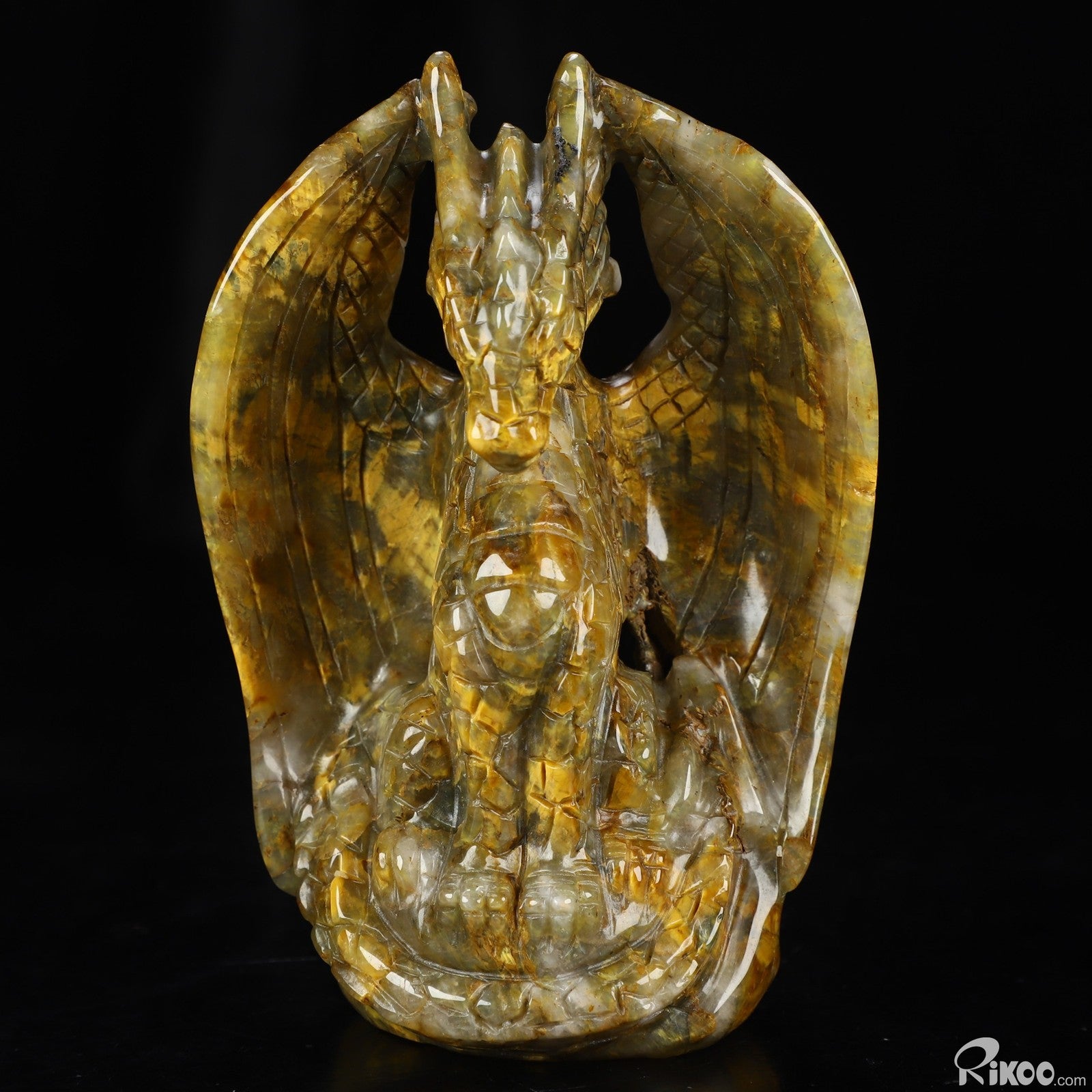 5.3" New Pietersite Hand Carved Crystal Dragon Sculpture, Crystal Healing