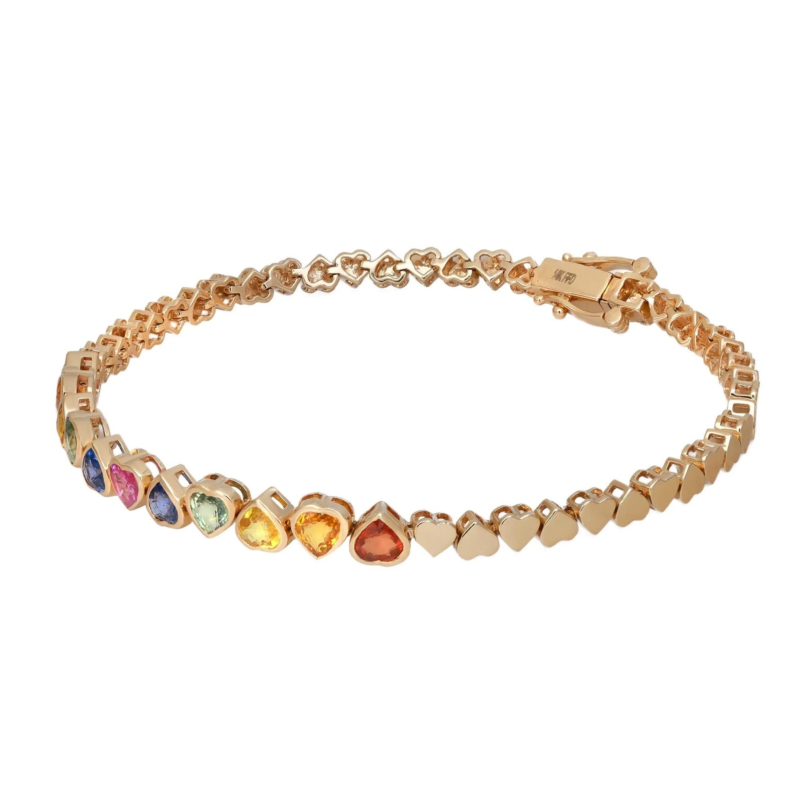 Rainbow Sapphire Heart Tennis Bracelet - A Dazzling Touch of Color and Elegance - The misfit market
